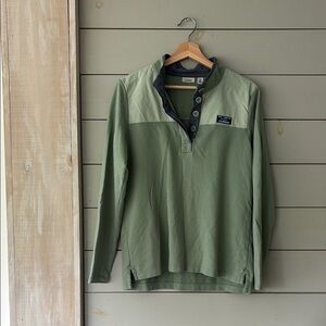 L.L. Bean Button Mock-Neck Pullover | Sage Green | Size M